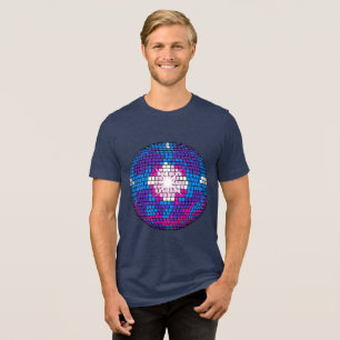 Retro Pop Art Geometric Mirrored Disco Sphere Tri-Blend Shirt