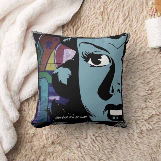 Retro Pop Art Girl Throw Pillow (Blanket)
