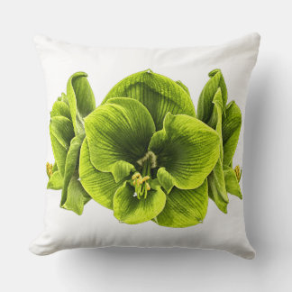 Retro Pop Art Green Amaryllis Throw Pillow