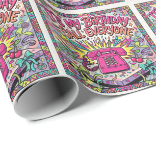 Retro Pop Art Happy Birthday Design Wrapping Paper
