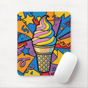 Retro Pop Art Ice Cream Cone Mouse Pad