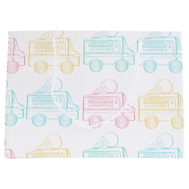 Retro Pop Art Ice Cream Truck Birthday Party Large Gift Bag (Front)