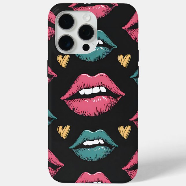 Retro Pop Art Lips and Hearts Case-Mate iPhone Case (Back)