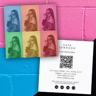 Retro Pop Art Modern Photo Grid Influencer Square Business Card