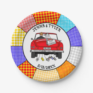  Retro Pop Art Mr & Mrs   Just Got Married Paper Plate