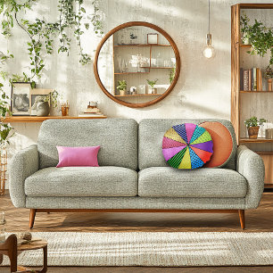 Retro Pop Art Patchwork Round Cushion