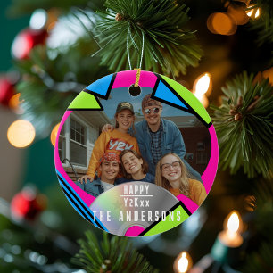 Retro Pop Art Photo Y2K Family Ceramic Ornament