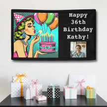 Retro Pop Art Pinup Woman Photo Birthday Party