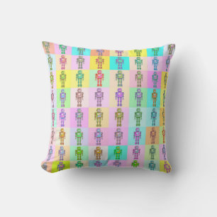 Retro Pop Art Robots Cushion