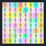 Retro Pop Art Robots v1 Poster<br><div class="desc">A Pop art style multiple robots design each in different combinations of 5 colours in a screen print like style.</div>