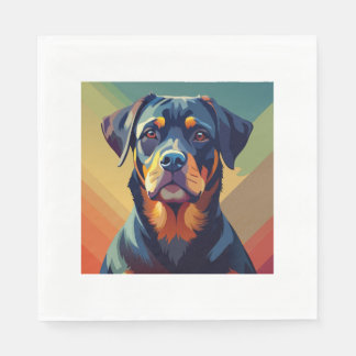 Retro Pop Art Rottweiler – Colourful Dog Portrait Napkin