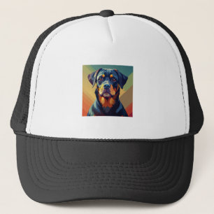 Retro Pop Art Rottweiler � Colourful Dog Portrait Trucker Hat