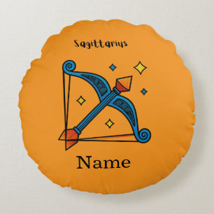 Retro Pop Art Sagittarius Zodiac Sign Gift Round Cushion