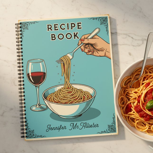 Retro Pop Art Spaghetti & Wine Cooking Recipe Notebook (Creator Uploaded)