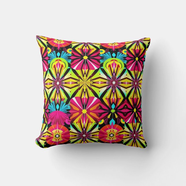 Retro Pop Art Throw Pillow – Bold & Vibrant (Front)