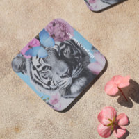 Retro Pop Art Tiger and Butterflies Collage