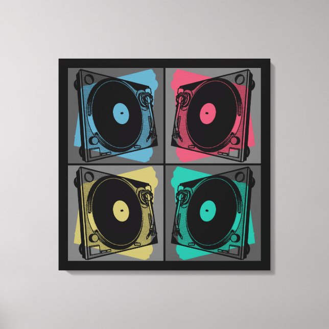 Retro Pop Art Turntables Canvas Print (Front)