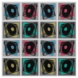 Retro Pop Art Turntables Fabric