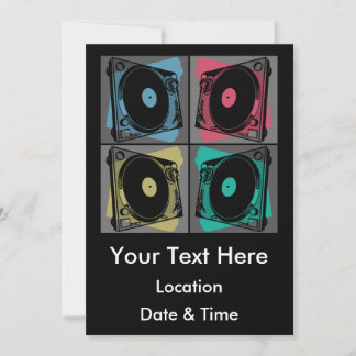 Retro Pop Art Turntables Invitation