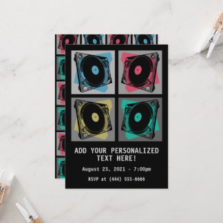 Retro Pop Art Turntables Invitation