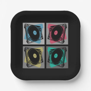 Retro Pop Art Turntables Paper Plate