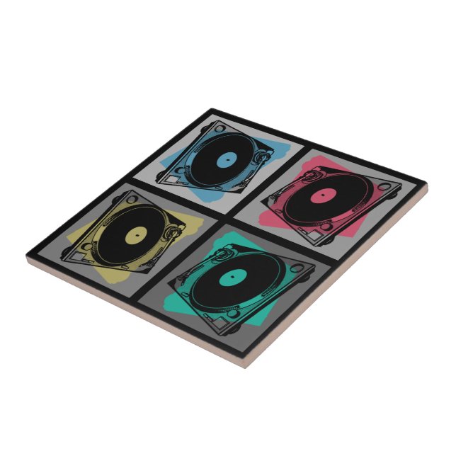 Retro Pop Art Turntables Tile (Side)