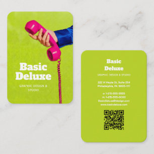 Retro Pop Art Vintage Telephone Lime Green Business Card