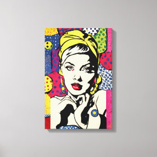 Retro Pop Art Woman Portrait Canvas Print