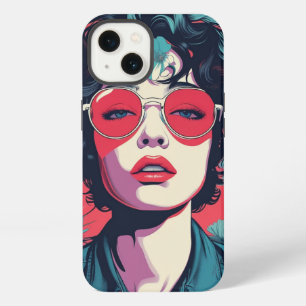 Retro Pop Art Woman with Red Sunglasses iPhone Cas 13 Case