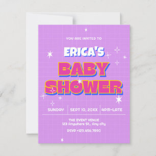 Retro pop baby shower invitation