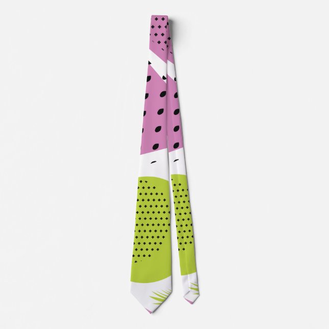Retro Pop Collage Abstract Tropical Watermelon Tie (Front)