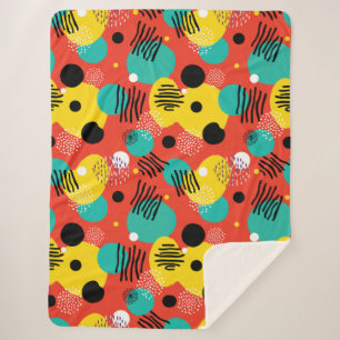 Retro Pop Colourful Abstract Art Sherpa Blanket