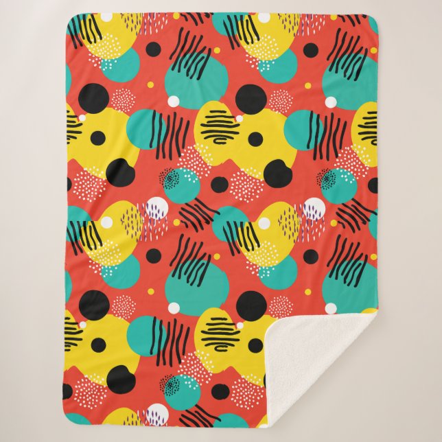 Retro Pop Colourful Abstract Art Sherpa Blanket (Front)