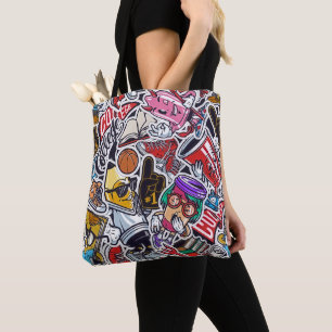 Retro Pop Culture College Tote Bag
