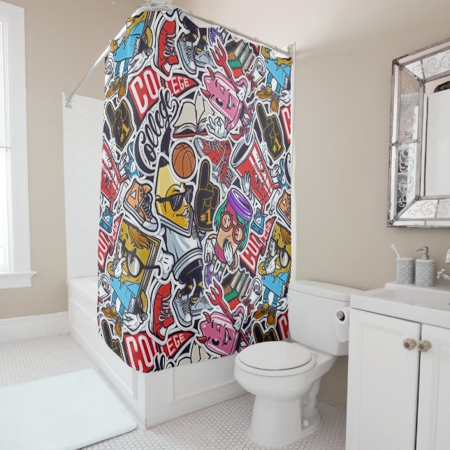 Retro Pop Culture Shower Curtain (In Situ)