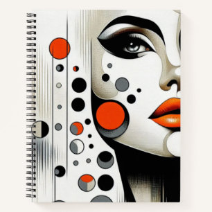 Retro Pop Diva: Geometric Elegance Abstract Art Notebook