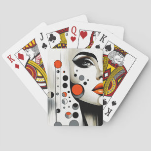 Retro Pop Diva: Geometric Elegance Abstract Art  Playing Cards