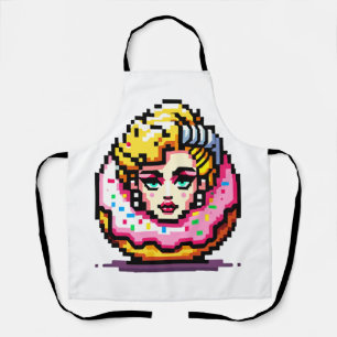 Retro Pop Donut - Vibrant 80s Fashion Icon Art Apron