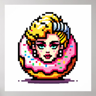 Retro Pop Donut - Vibrant 80s Fashion Icon Art Poster