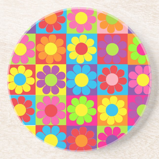 Retro Pop Flower Power Daisy Coaster (Front)