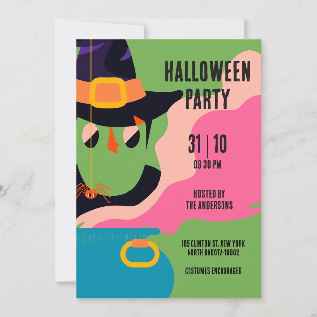 Retro Pop Halloween Vintage Costume Party Invitation (Front)