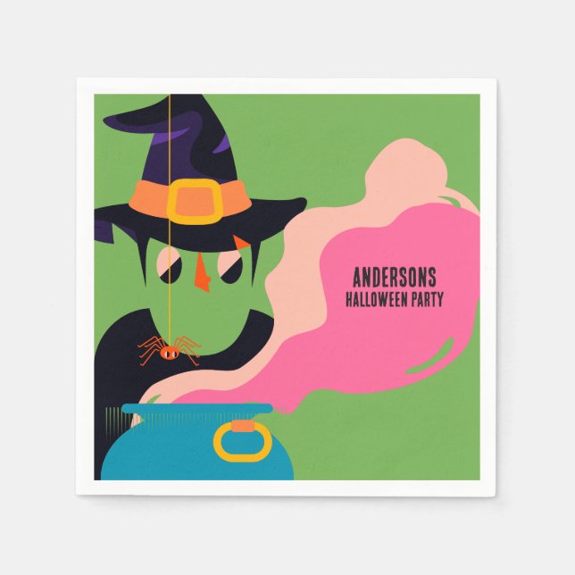 Retro Pop Halloween Vintage Costume Party Napkin (Front)