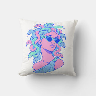 Retro‑Pop Medusa Illustration – Pastel Sunglasses  Cushion