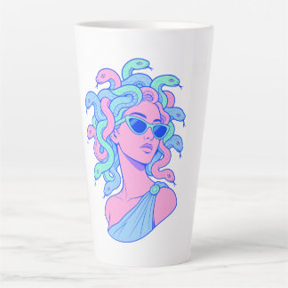 Retro‑Pop Medusa Illustration – Pastel Sunglasses  Latte Mug