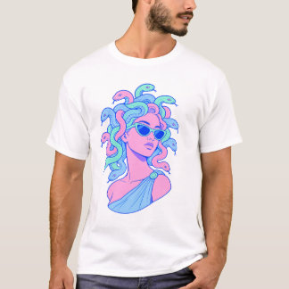 Retro‑Pop Medusa Illustration – Pastel Sunglasses  T-Shirt