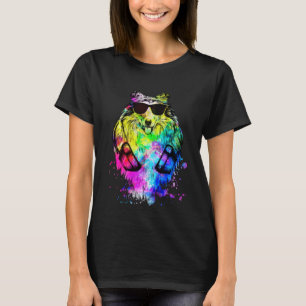 Retro Pop Rough Collie Dog Portrait with Headphone T-Shirt