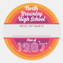 Retro pop school class reunion name tag