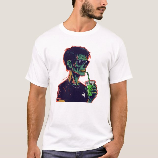 Retro-Pop Zombie Portrait With Sunglasses T-Shirt (Front)