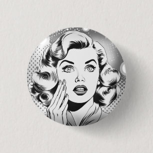 retro popart themed/design 3 cm round badge
