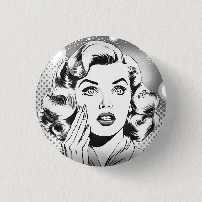 retro popart themed/design 3 cm round badge (Front)